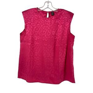Barbie Pink Leopard Print Shoulder Pad Sleeveless Top Size 6 Satin Shein Brand